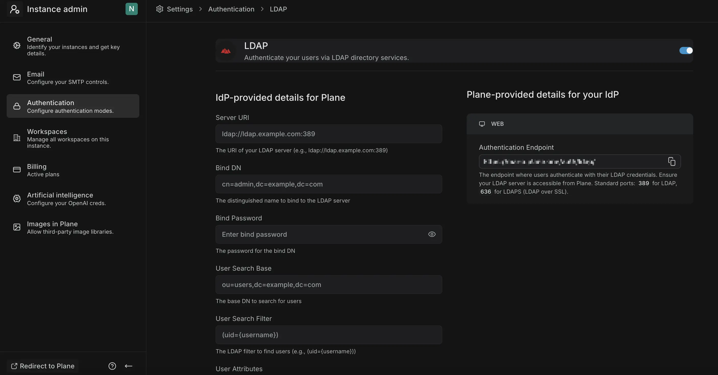 LDAP configuration